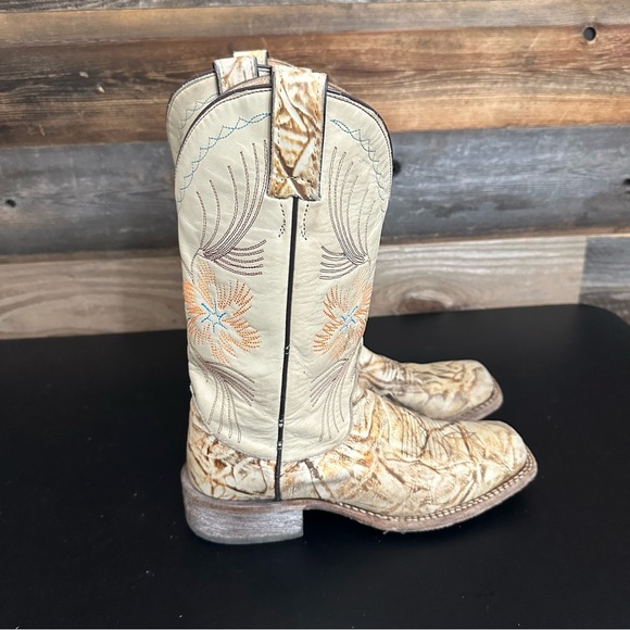 Nocona Desert Flower Camo Embroidered Pull-On Western Boots Men's Size 6.5B - Picture 4 of 13